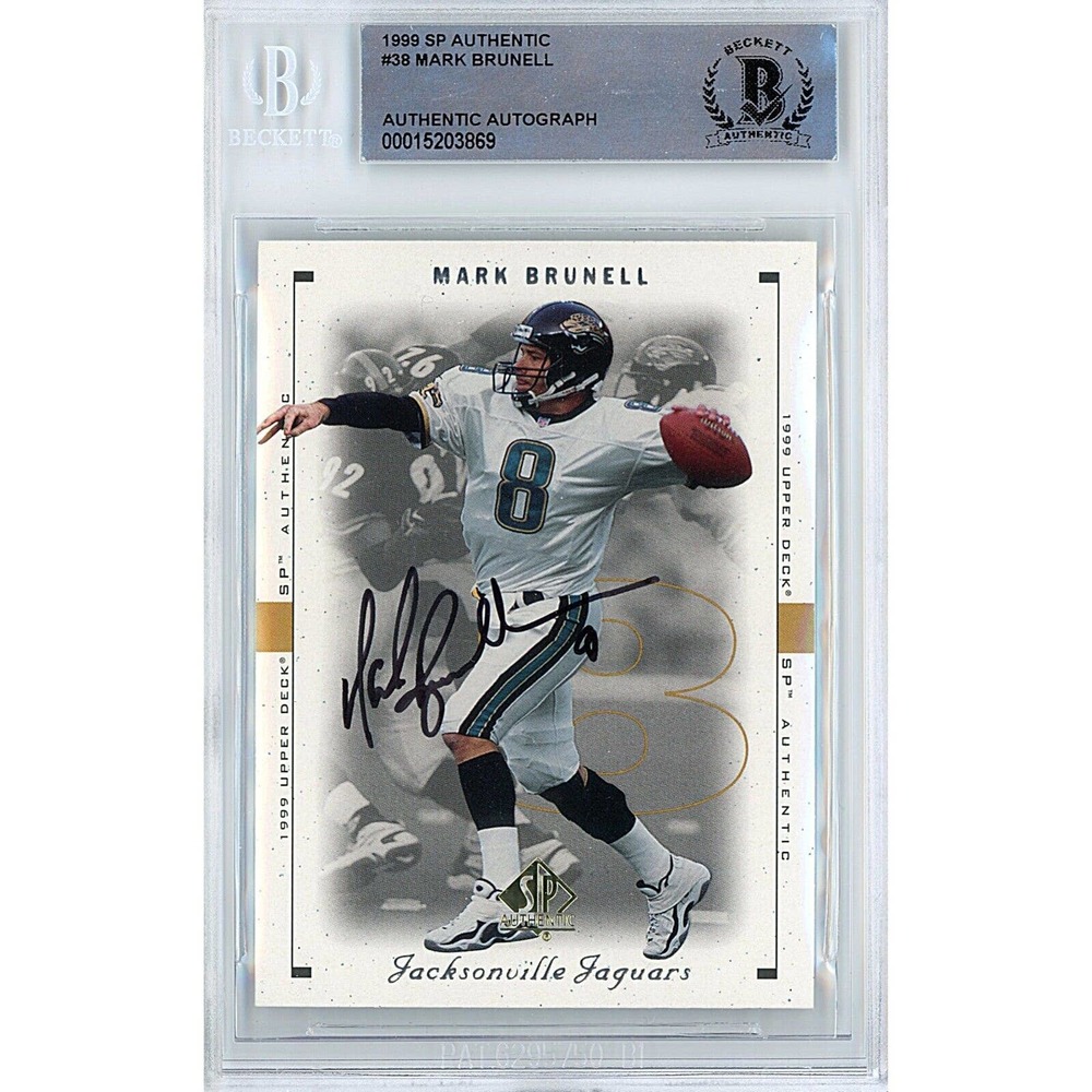 Mark Brunell Autographed Jaguars 1999 SP Authentic Football Card Beckett Slab